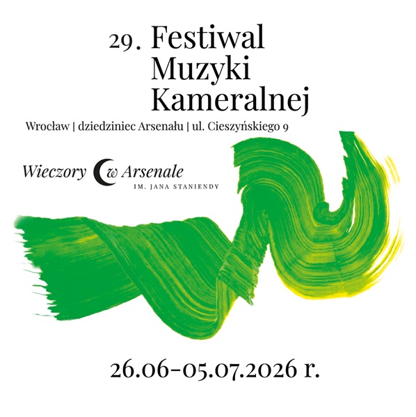 grafika promująca XXIX Festiwal Muzyki Kameralnej "Wieczory w Arsenale" im. Jana Staniendy we Wrocławiu