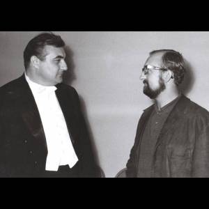 Franco Donatoni i Krzysztof Penderecki w kuluarach Filharmonii Narodowej. © Andrzej Zborski