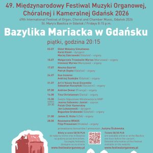 Grafika promująca  49. Międzynarodowy Festiwal Muzyki Organowej, Chóralnej i Kameralnej w Bazylice Mariackiej w Gdańsku