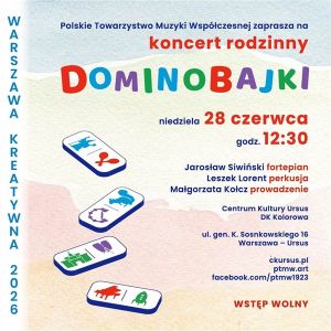 Grafika prokująca Rodzinny koncert "Dominobajki" w Warszawie