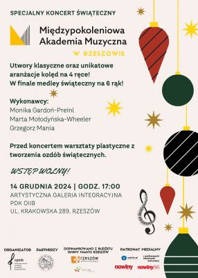 Międzypokoleniowa Akademia Muzyczna w Rzeszowie: specjalny koncert świąteczny