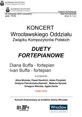 Koncert Wrocławskiego Oddziału ZKP: najnowsze duety fortepianowe