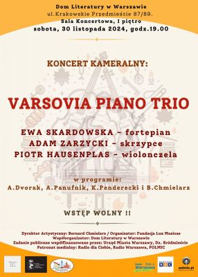 Koncert Varsovia Piano Trio w warszawskim Domu Literatury