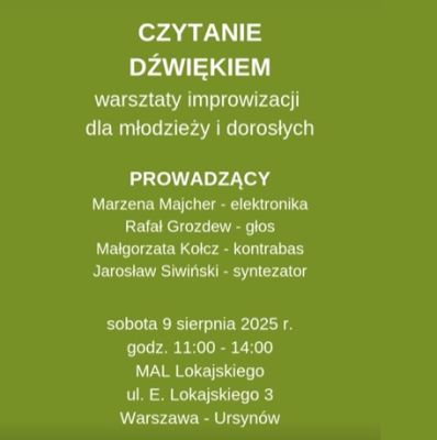 “Reading with Sound” improvisation workshop for youth aged 13+ and adults in Warsaw!