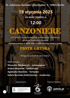 Prawykonanie cyklu Piotra Gryski "Canzoniere" w Berlinie i Szczecinie