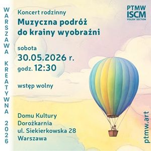 Grafika promująca Koncert rodzinny "Muzyczna podróż do krainy wyobraźni" na Mokotowie